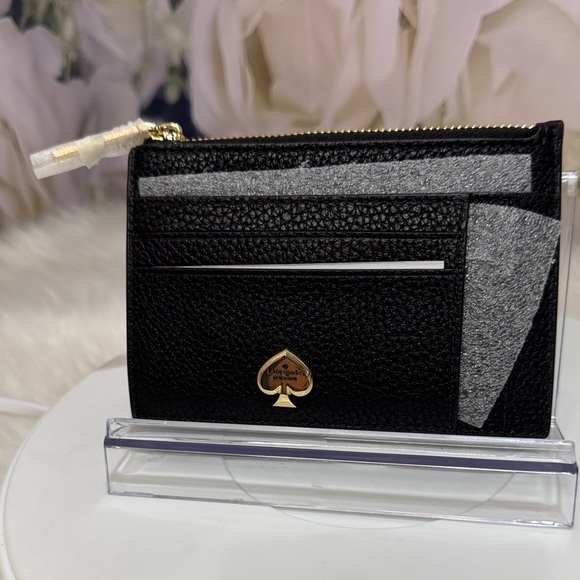 Kate Spade Black Card Wallet with Gold Accent